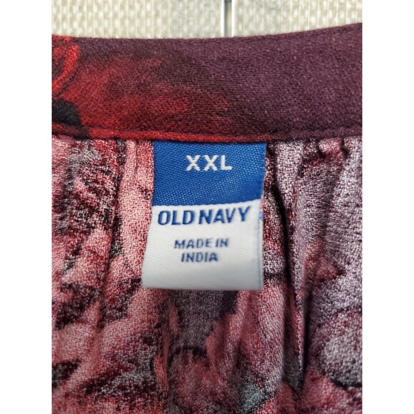 Old Navy Viscose Rose Print Split Neck Long Sleeve Blouse Size XXL - Picture 3 of 6